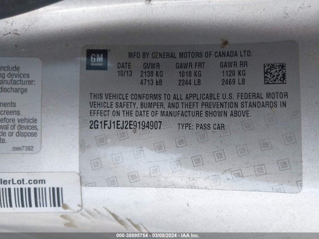 Chevrolet Camaro 1ss 2014 2G1FJ1EJ2E9194907 Image 9