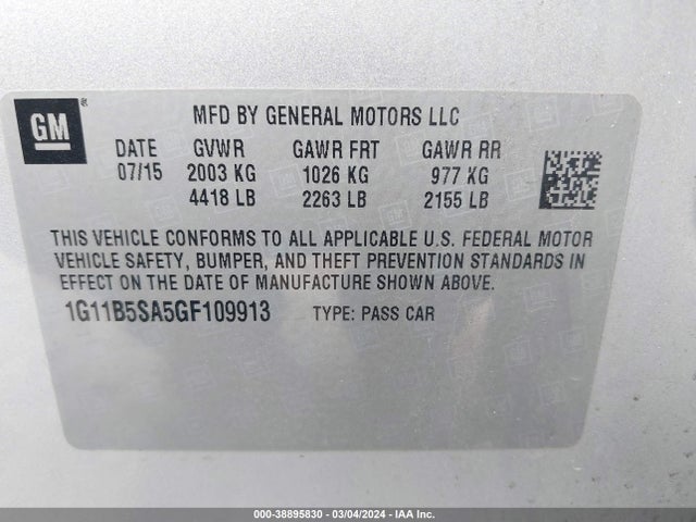 Chevrolet Malibu Limited Ls 2016 1G11B5SA5GF109913 Image 9