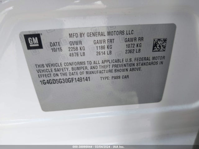 Buick Lacrosse Premium I 2016 1G4GD5G30GF149141 Image 9