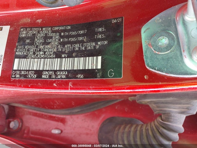 Toyota 4runner Sr5 Premium 2021 JTENU5JR2M5936484 Image 9