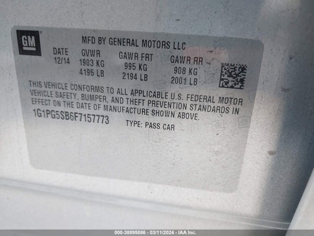 Chevrolet CRUZE LTZ 2015 1G1PG5SB6F7157773 Image 9