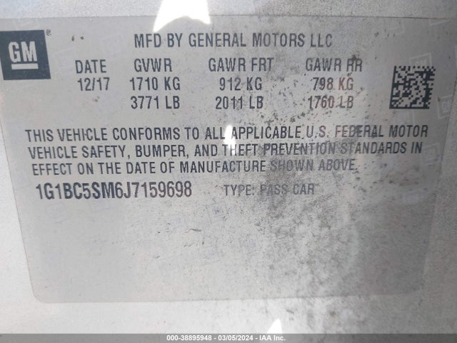 Chevrolet Cruze Ls Auto 2018 1G1BC5SM6J7159698 Image 9