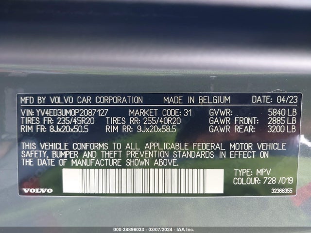 YV4ED3UM0P2087127 Volvo Xc40 Recharge Pure Electric Twin Ultimate