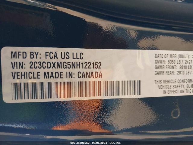 2C3CDXMG5NH122152 Dodge Charger Gt Awd