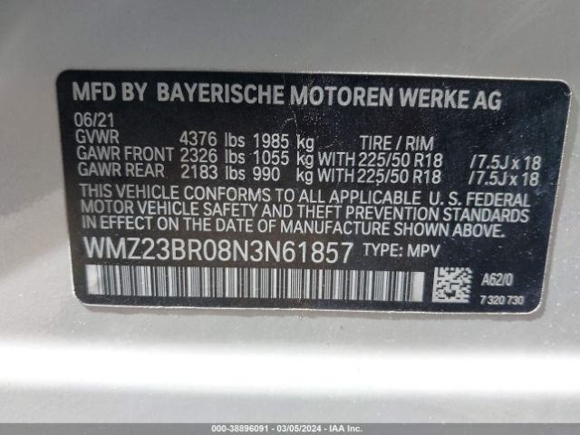 WMZ23BR08N3N61857 Mini Countryman Cooper