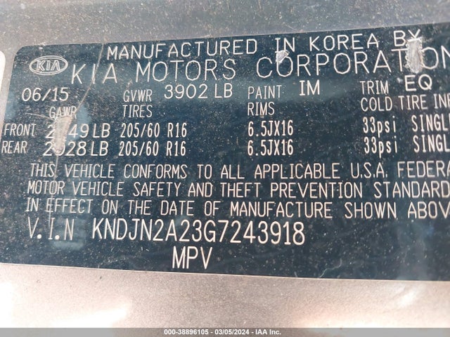 KIA Soul 2016 KNDJN2A23G7243918 Image 9