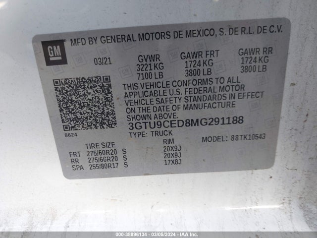 GMC Sierra 1500 4wd  Short Box Elevation 2021 3GTU9CED8MG291188 Image 9
