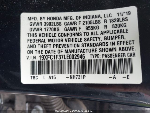 19XFC1F37LE002946 Honda CIVIC EX