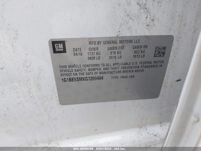 Chevrolet Cruze Lt Auto 2016 1G1BE5SMXG7269494 Image 9