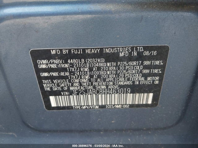 Subaru Forester 2.5i 2017 JF2SJABC8HH463019 Image 9