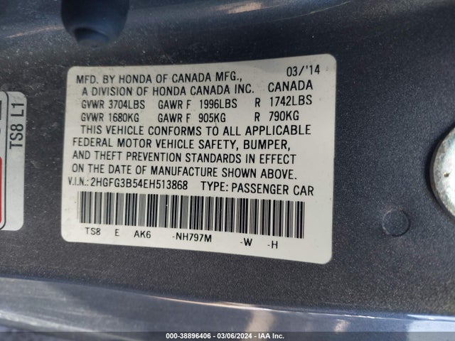 Honda Civic Lx 2014 2HGFG3B54EH513868 Image 9