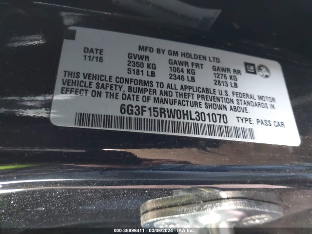 Chevrolet SS 2017 6G3F15RW0HL301070 Image 9