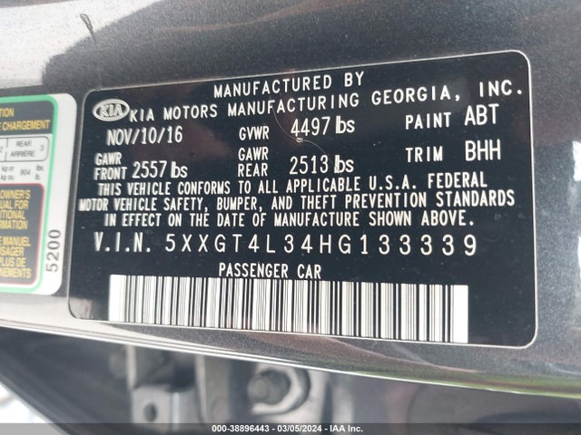 KIA Optima Lx 2017 5XXGT4L34HG133339 Image 9