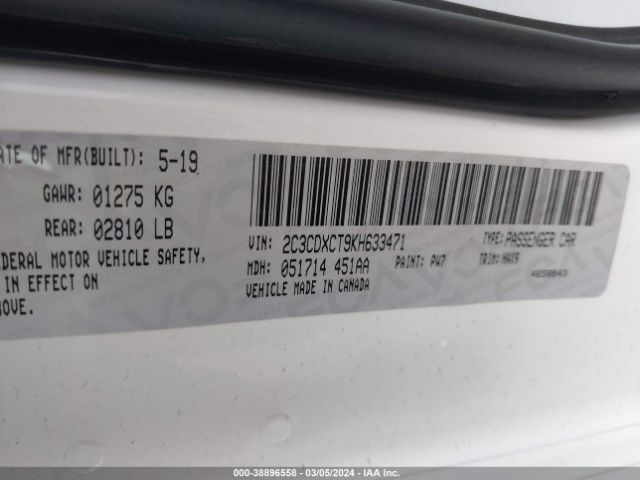 2C3CDXCT9KH633471 Dodge Charger R/t Rwd
