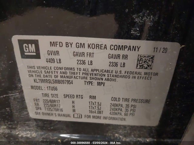 Chevrolet Trailblazer Awd Lt 2021 KL79MRSL5MB097954 Image 9