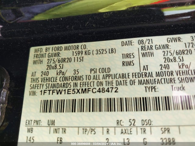 Ford F-150 Xlt 2021 1FTFW1E5XMFC48472 Image 9