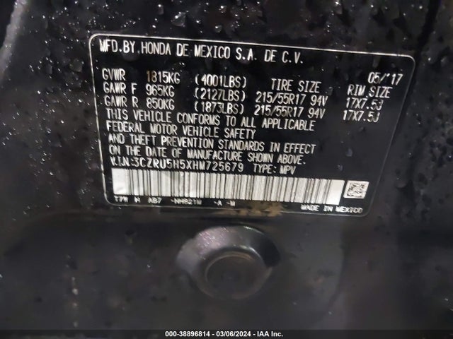 Honda HR-V EX 2017 3CZRU5H5XHM725679 Image 9