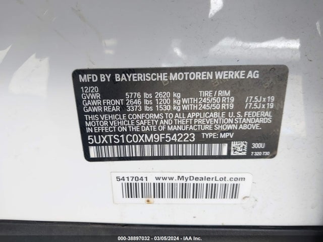 BMW X3 Phev Xdrive30e 2021 5UXTS1C0XM9F54223 Image 9