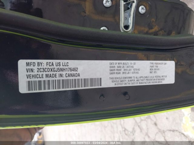 2C3CDXGJ5NH176462 Dodge Charger Scat Pack Widebody