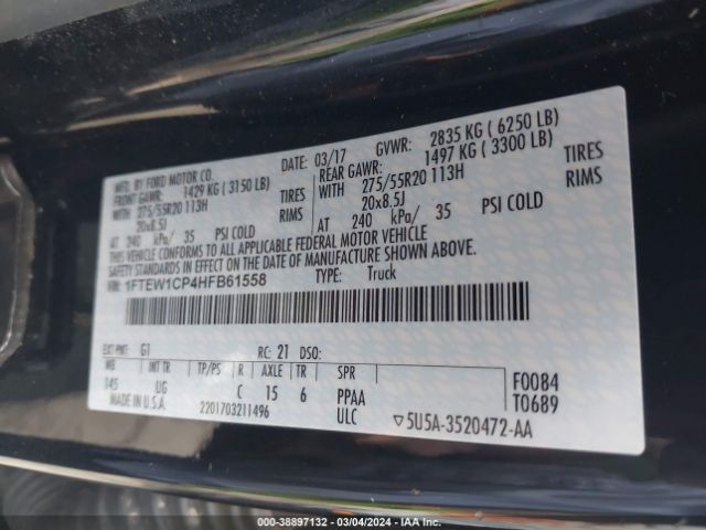1FTEW1CP4HFB61558 Ford F-150 Xlt