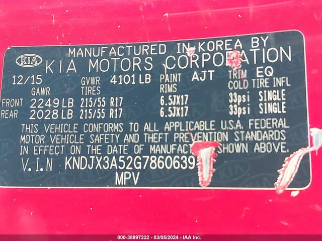KIA Soul ! 2016 KNDJX3A52G7860639 Image 9