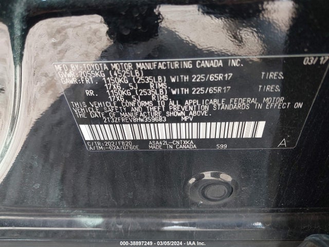 Toyota RAV4 LE 2017 2T3ZFREV8HW359683 Image 9