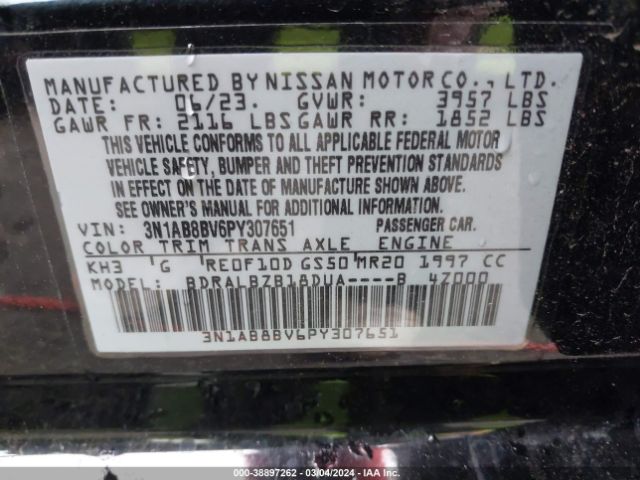 3N1AB8BV6PY307651 Nissan Sentra S Xtronic Cvt