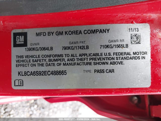 Chevrolet Spark Ls Manual 2014 KL8CA6S92EC488665 Image 9