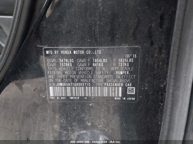 Honda FIT EX 2016 JHMGK5H71GX003710 Image 9