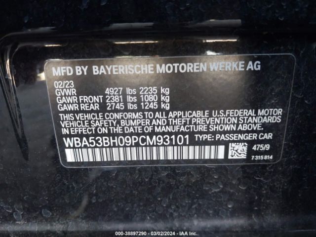 WBA53BH09PCM93101 BMW 530 I