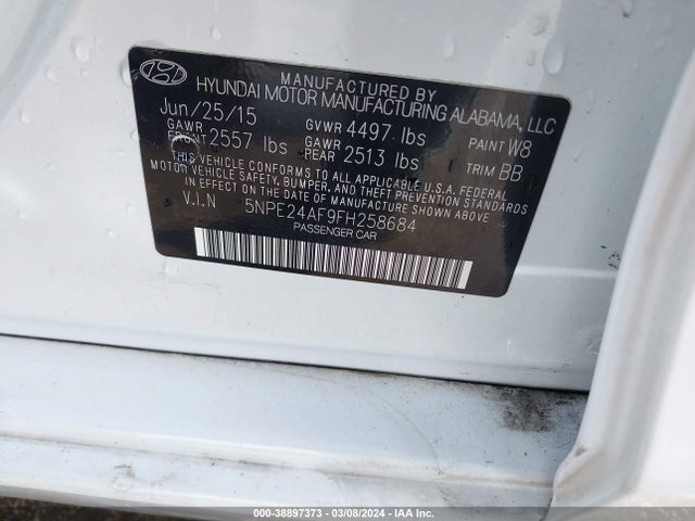 Hyundai SONATA SE 2015 5NPE24AF9FH258684 Image 9