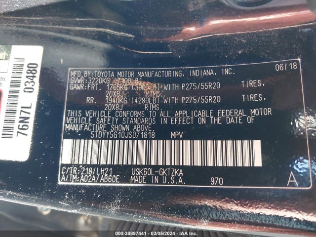 Toyota Sequoia Platinum 2018 5TDYY5G10JS071818 Image 9