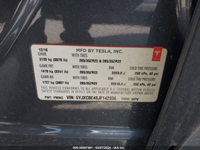 5YJXCBE48JF142936 Tesla Model X 100d/75d/p100d