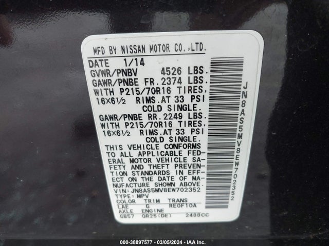 Nissan Rogue Select S 2014 JN8AS5MV8EW702352 Image 9