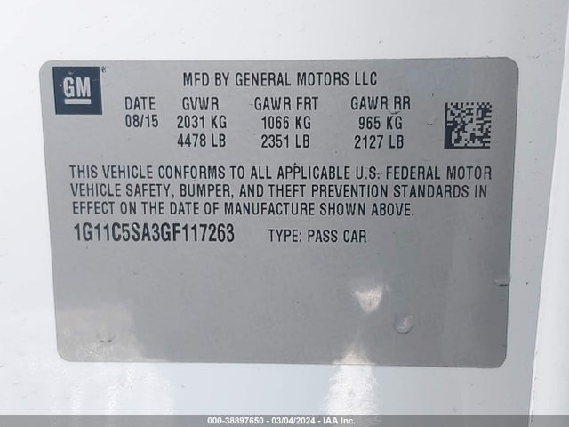 Chevrolet Malibu Limited Lt 2016 1G11C5SA3GF117263 Image 9