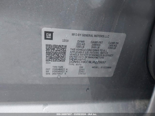Chevrolet Suburban 2wd Lt 2020 1GNSCHKC8LR223657 Image 9