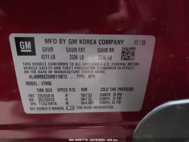 KL4MMBS25MB110613 Buick Encore Gx Fwd Preferred