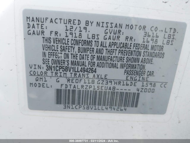 Nissan Kicks S Xtronic Cvt 2020 3N1CP5BV1LL494264 Image 9