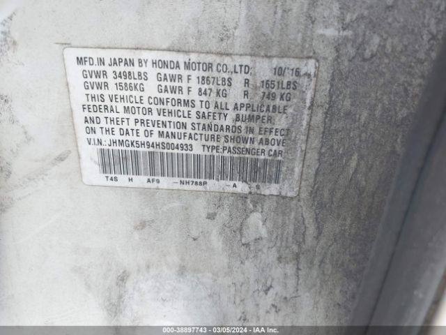 JHMGK5H94HS004933 Honda Fit Ex-l
