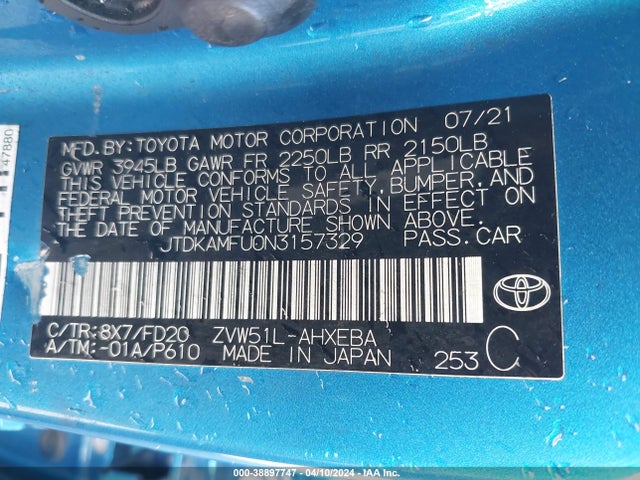 Toyota Prius Le 2022 JTDKAMFU0N3157329 Image 9