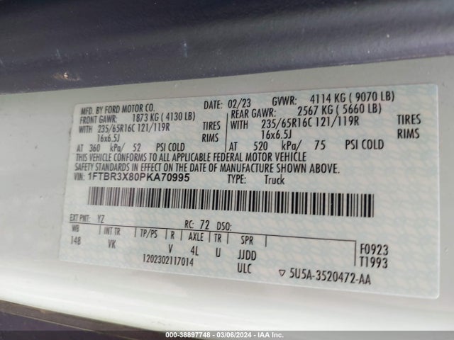 Ford Transit-250 Cargo Van 2023 1FTBR3X80PKA70995 Image 9