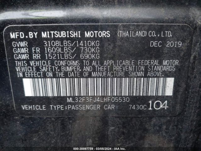 ML32F3FJ4LHF05530 Mitsubishi Mirage G4 Es