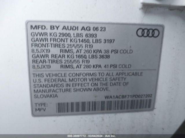 WA1ACBF71PD027202 Audi Q7 Premium 45 Tfsi Quattro Tiptronic