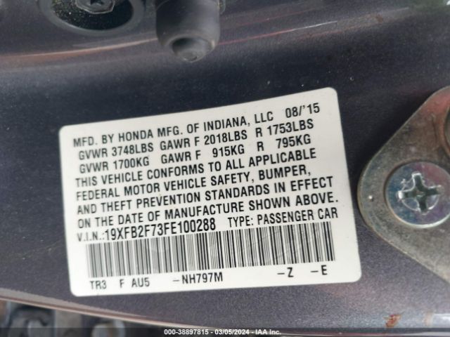 19XFB2F73FE100288 Honda CIVIC SE