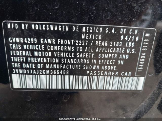 3VWD17AJ2GM365458 Volkswagen Jetta 1.8t Sport