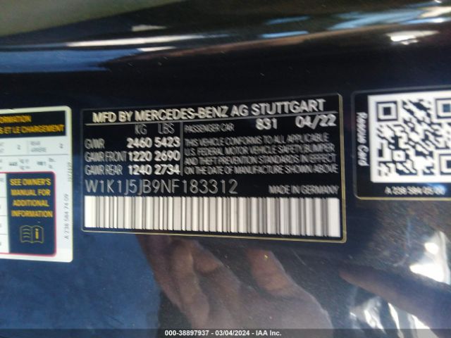 W1K1J5JB9NF183312 Mercedes-Benz E 450