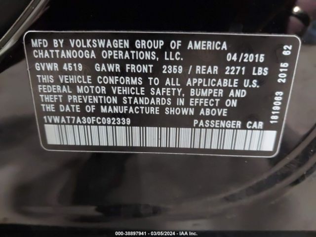 1VWAT7A30FC092339 Volkswagen Passat 1.8t Limited Edition