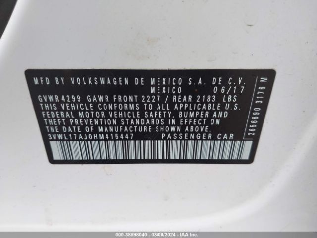 3VWL17AJ0HM415447 Volkswagen Jetta 1.8t Sel/1.8t Sel Premium