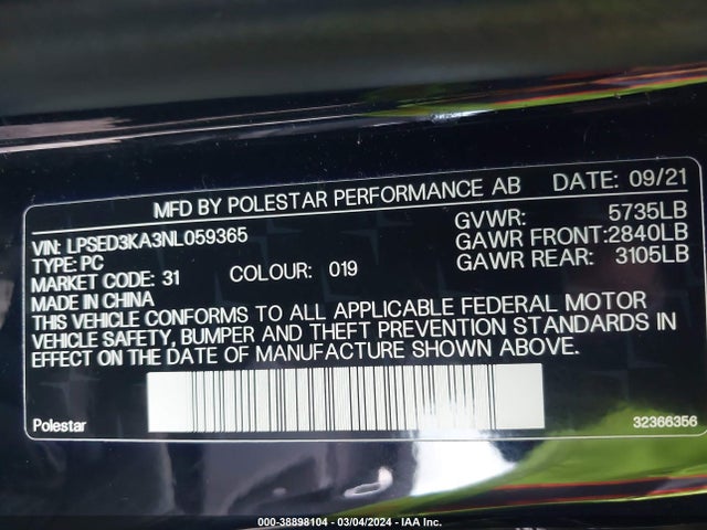 Polestar 2 Long Range Dual Motor 2022 LPSED3KA3NL059365 Image 9