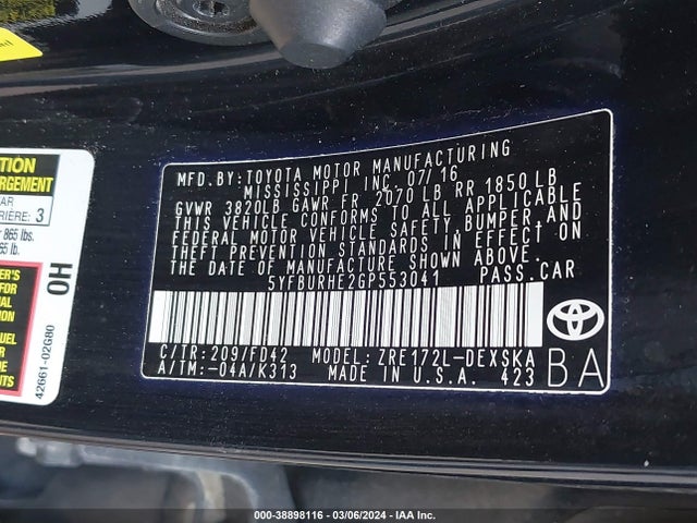 Toyota Corolla S Plus 2016 5YFBURHE2GP553041 Image 9